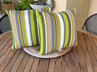 Striped Outdoor  Sunbrella Throw Pillows Set of 2 17”x17”