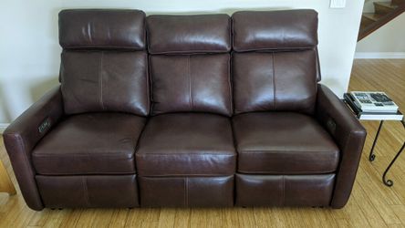3 seat leather electric reclining couch