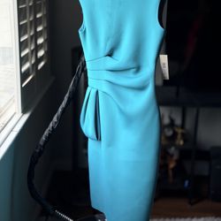 NWT Eliza J Turquoise Ruched Cocktail Dress - Size 6