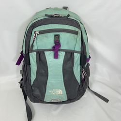 The North Face Recon Pack Teal Gray Grey Purple Laptop Travel Work Backpack Bag