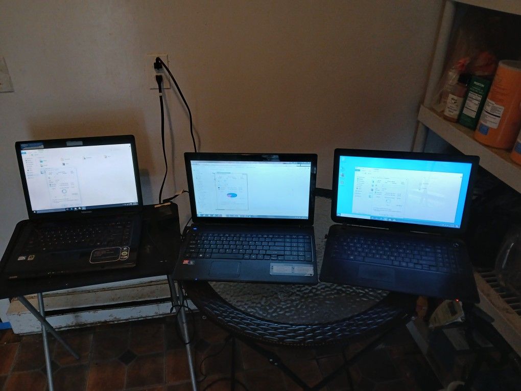 3 Laptops,  with Windows 10 Dvd