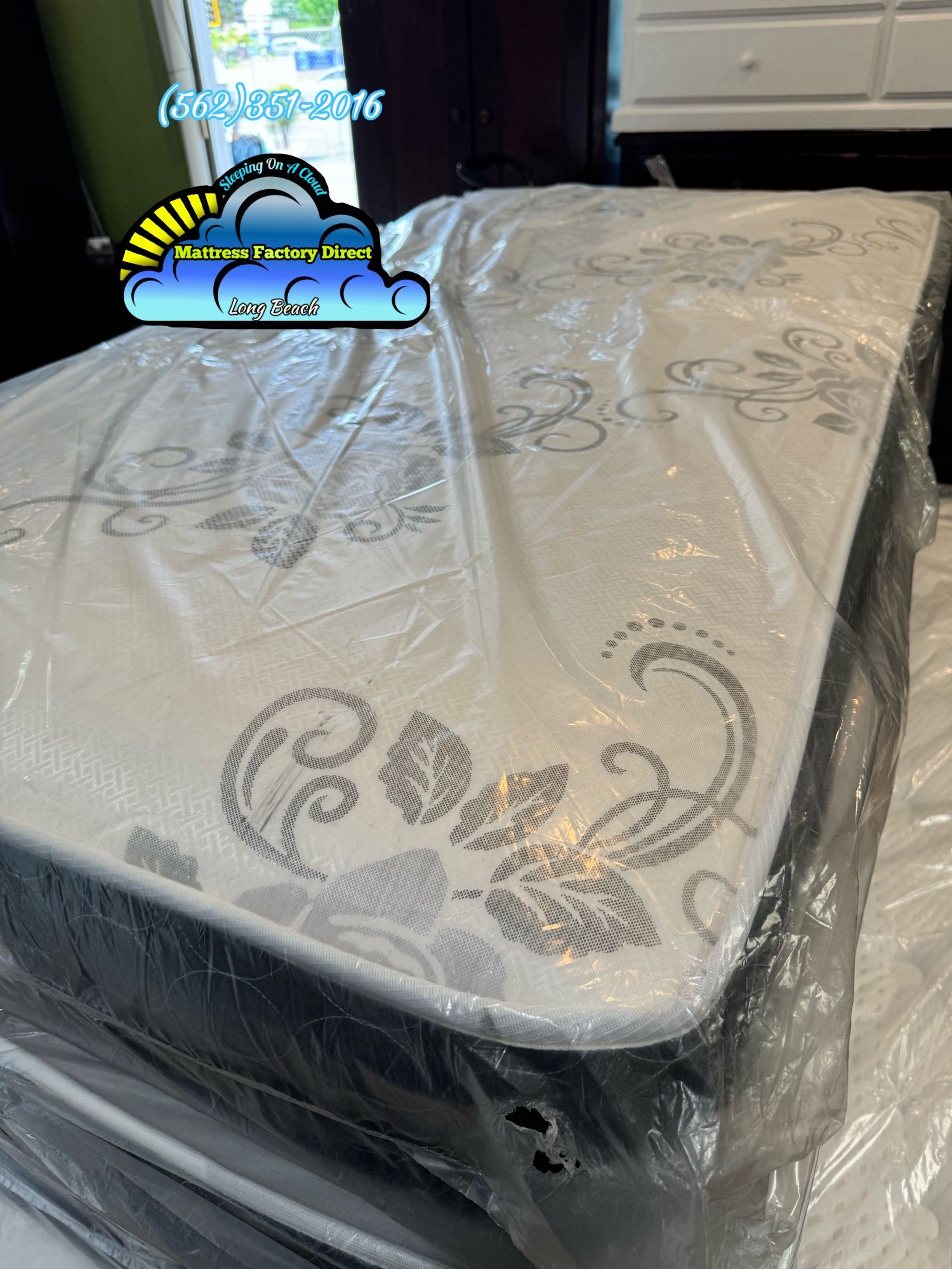 Twin Deluxe Black And White Medium Firm Mattress Colchon Individual 