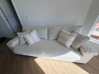 Beige Fabric Sofa with 4 FREE pillows