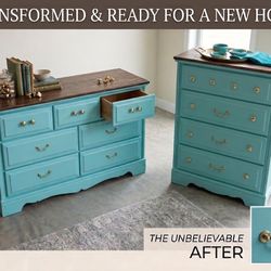 Refurbished Eucalyptus Dresser Set