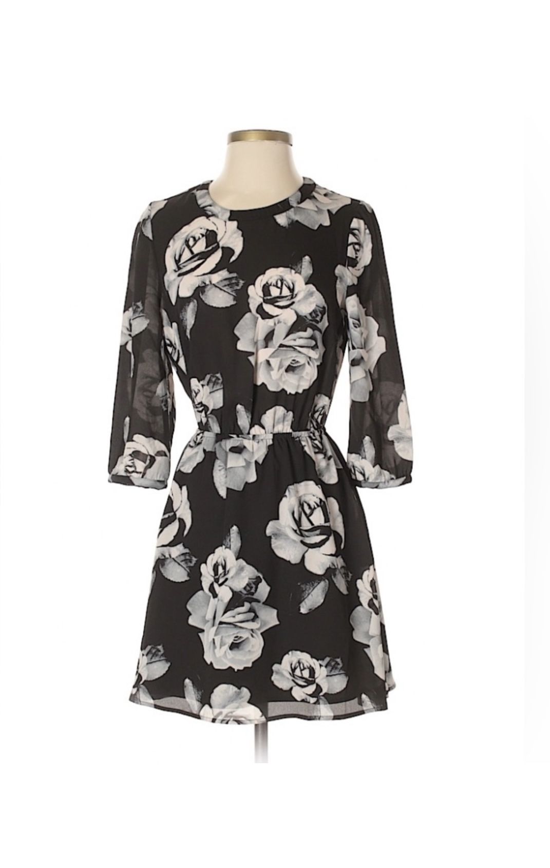 Forever 21 Black Floral Print Dress Size Small