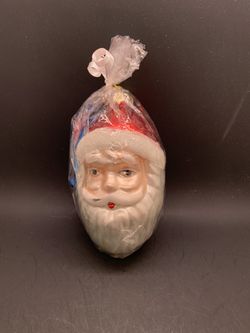 Vintage Glass Santa Head Ornament 