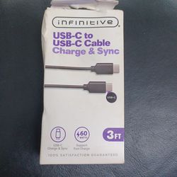 Infinitive Durable 3 Ft. USB C to USB Cable Charge  Sync for Android Devices