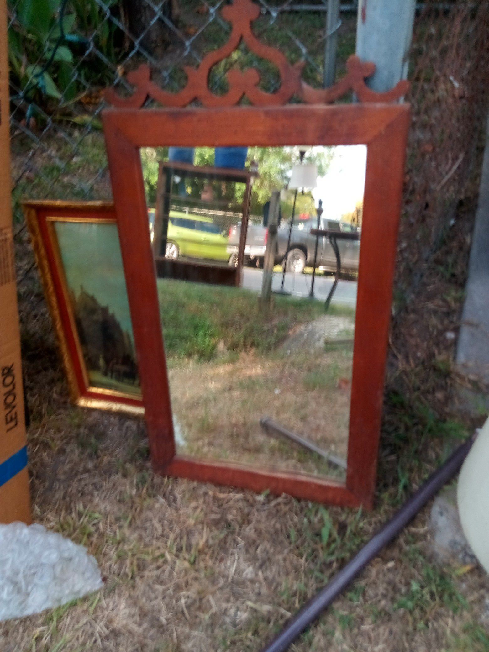 Antique wood mirror
