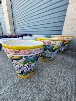 Set Of 3 Talavera Pots 10” Tall 9” Tall And 8” Tall $75 Full Set