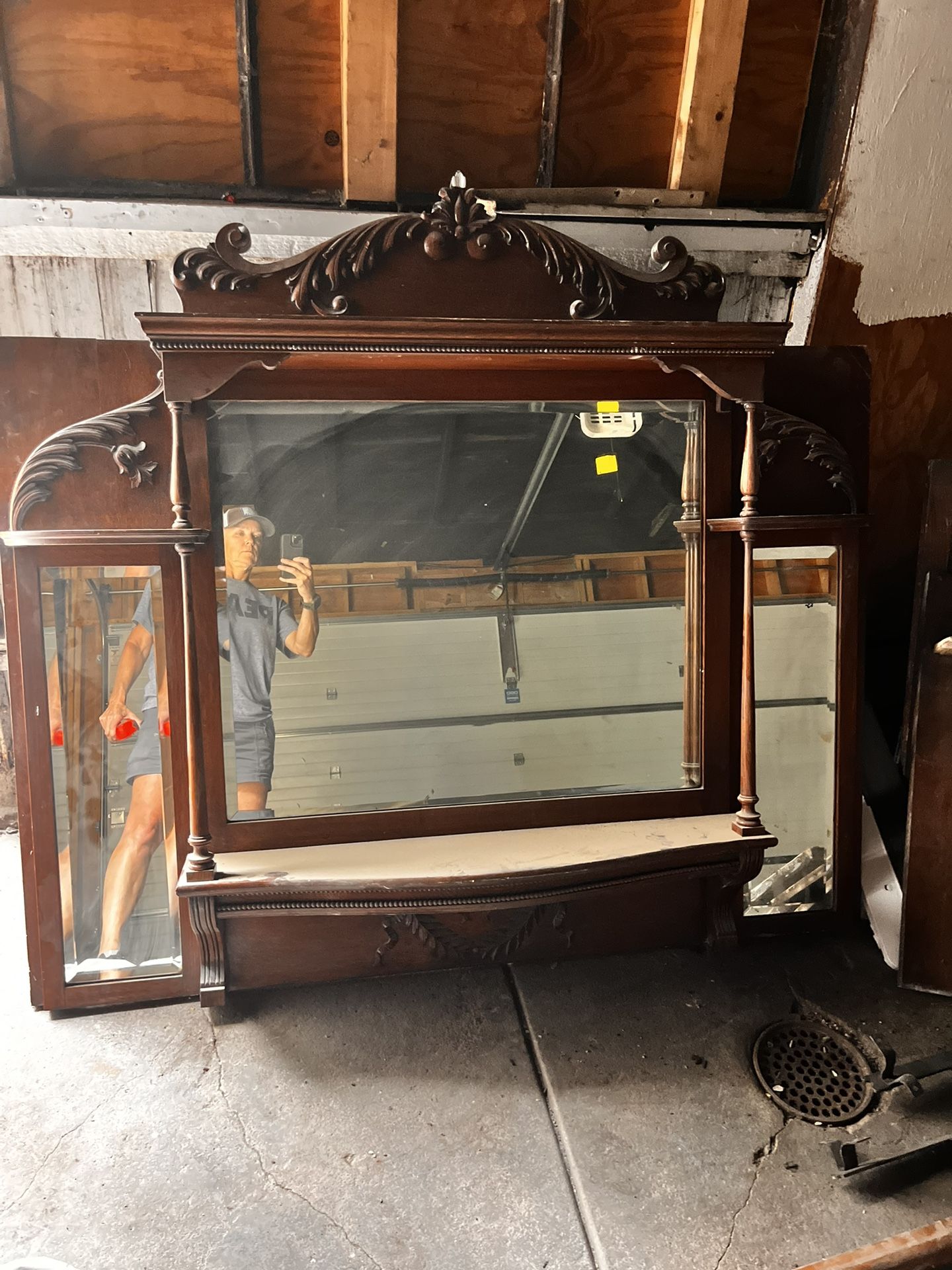 Vintage Fireplace Mantle Top /w Mirror
