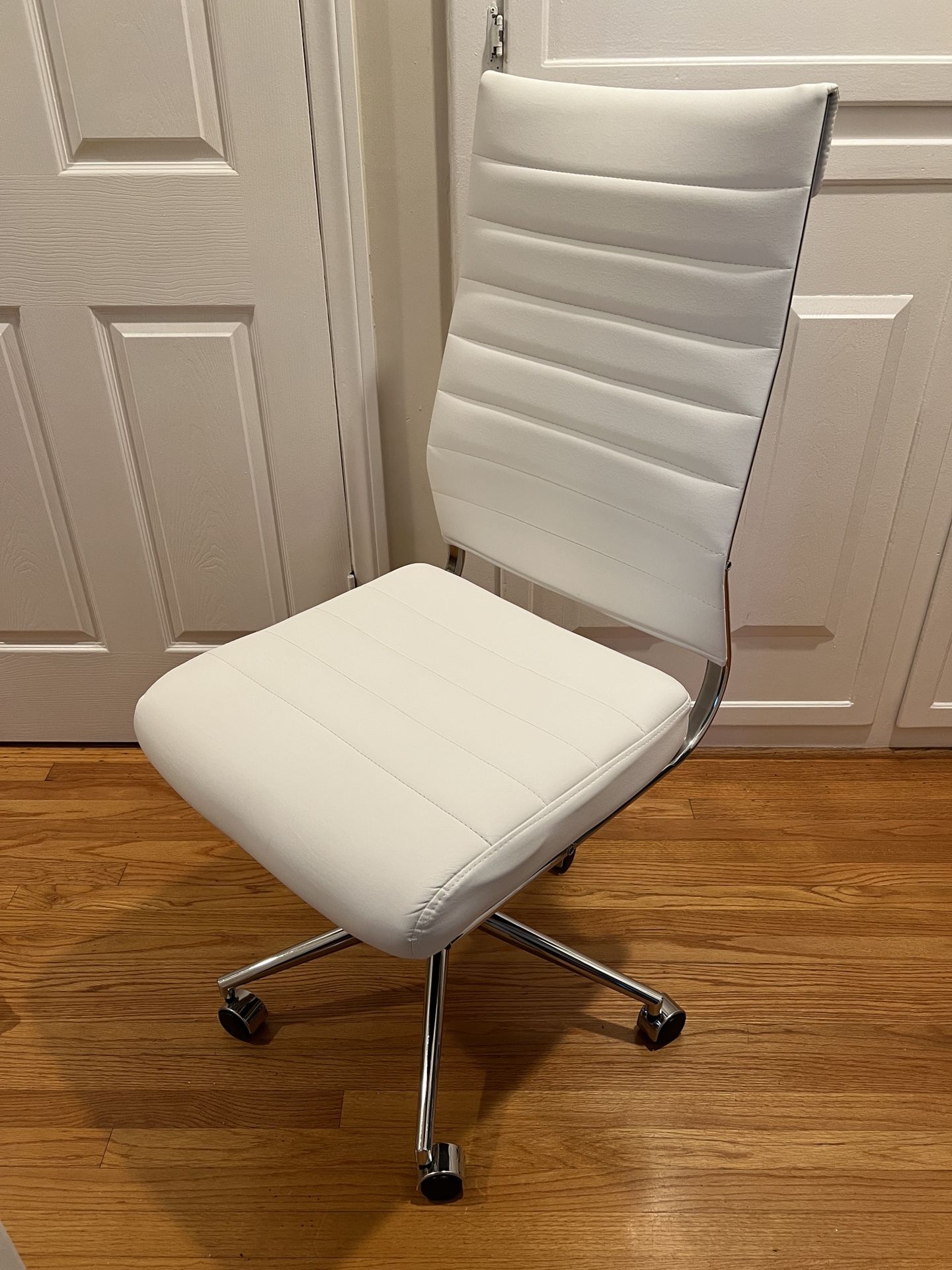Brand New White Leatherette and Metal Office Chair
