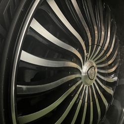 Set of 4- 22" Borghini B24 Wheel Rims & Tires - Black Machined - (On a Chrysler 300c)