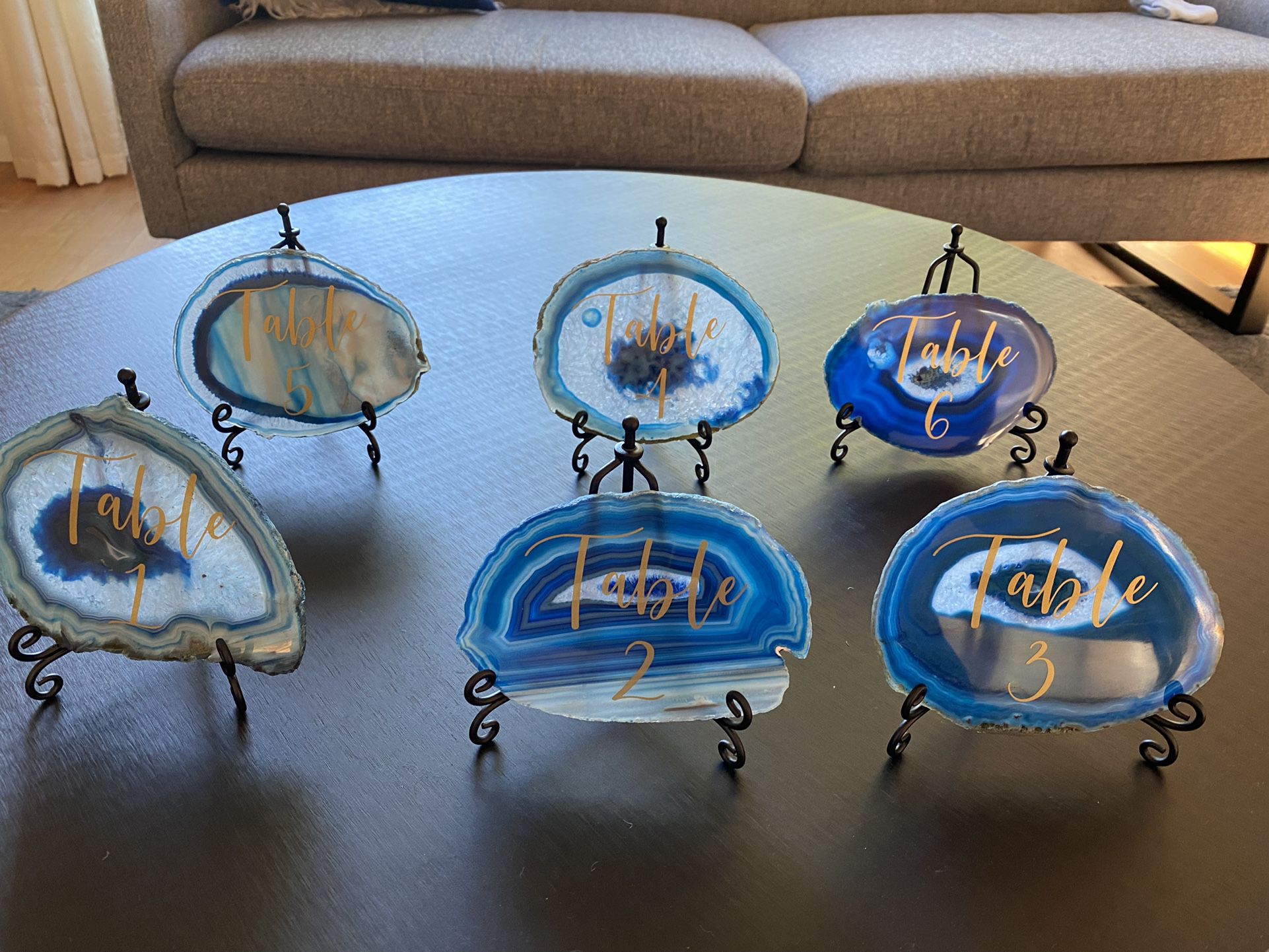 Blue Agate Table Numbers 1-6
