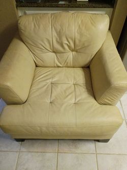 Tan Leather Tufted Accent Chair