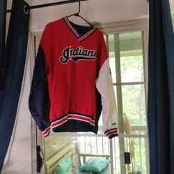 Vintage Cleveland Indians Baseball Type Jacket. Two Front Sleeves