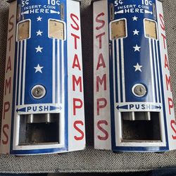 Vintage 1940s Munro-Matlack U.S. Postage Stamp Machines (2) w/ Keys –
