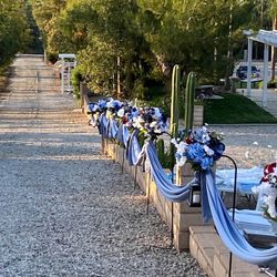 Slate Blue ribbon Chenille Table Runners 
