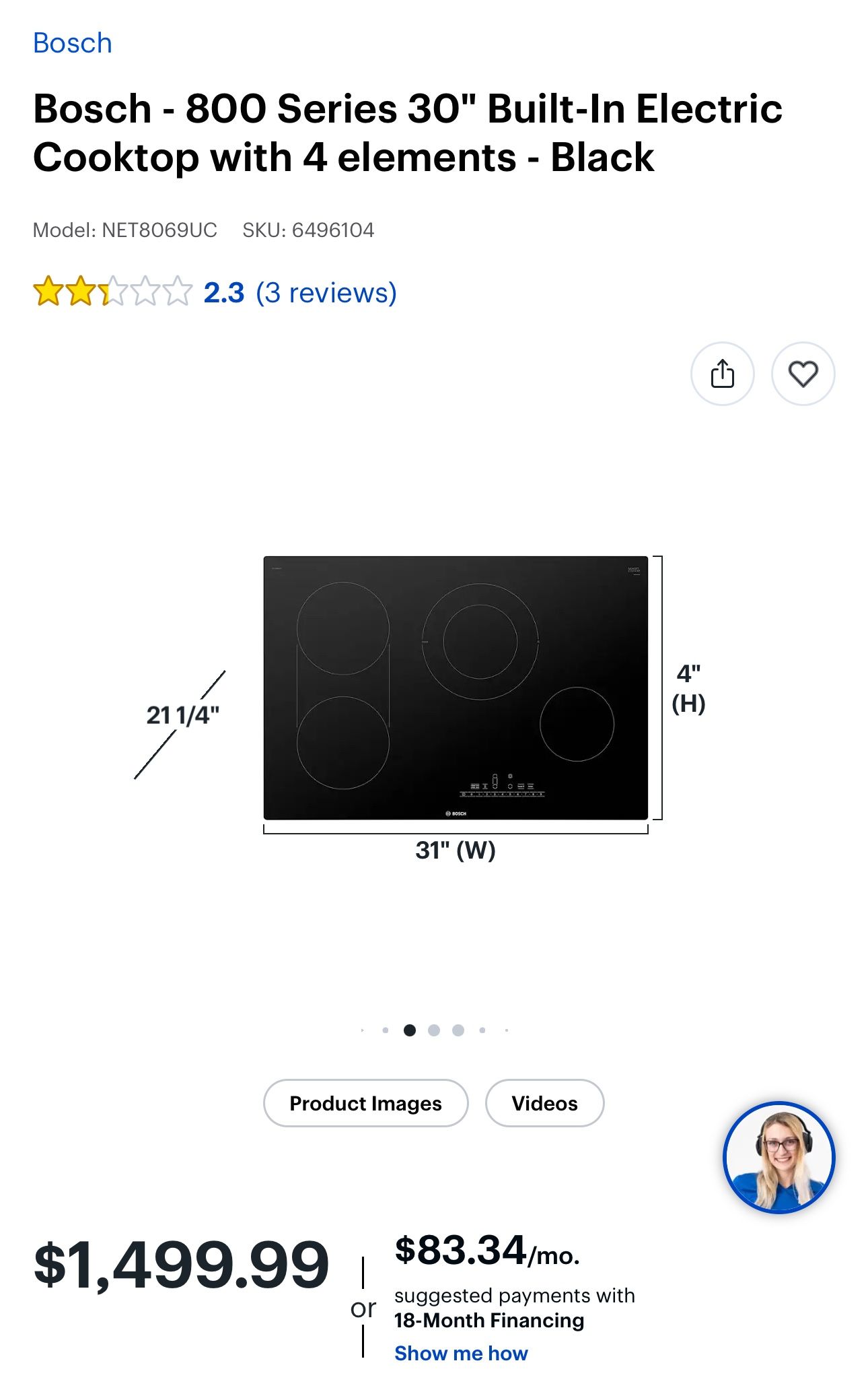 Bosch 800 Series 30” Built In Electric CoockTop