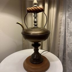 Vintage Tee Kettle Base Table Lamp  With Lampshade 