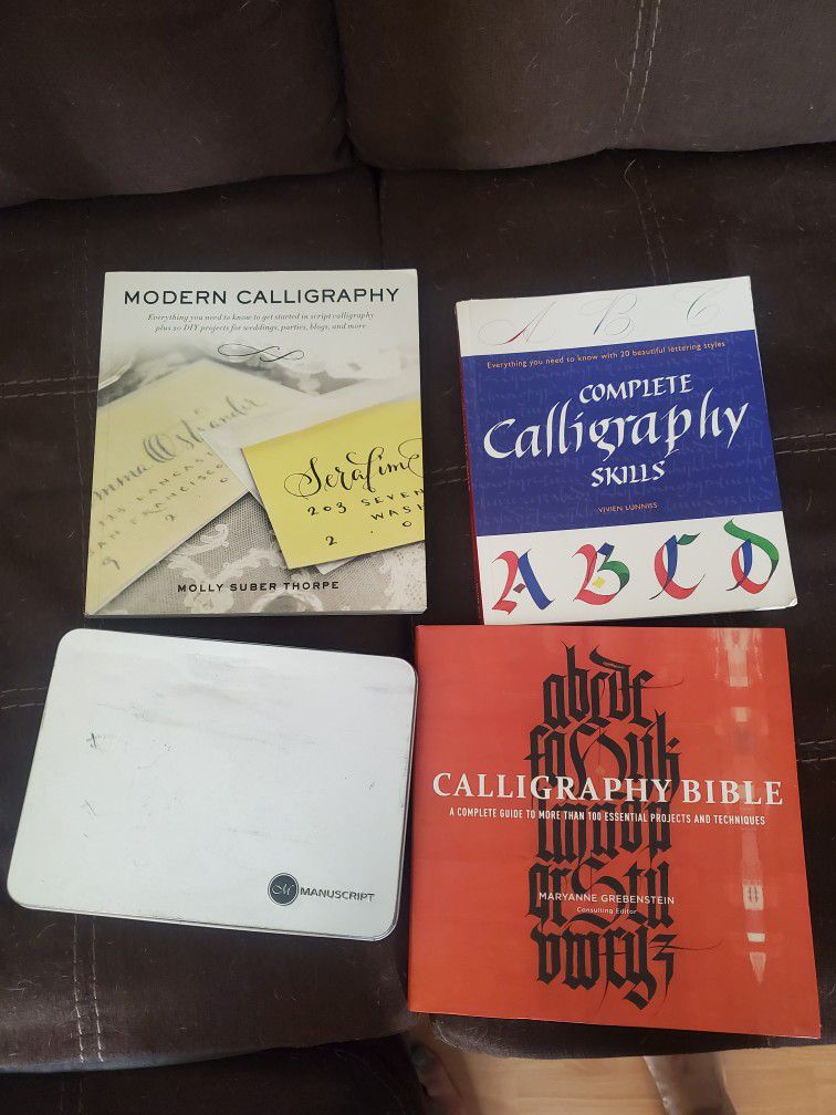 3 New Calligraphy Books And Used Pen Set 