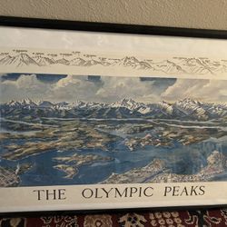 Olympic Peaks Mapped Print 
