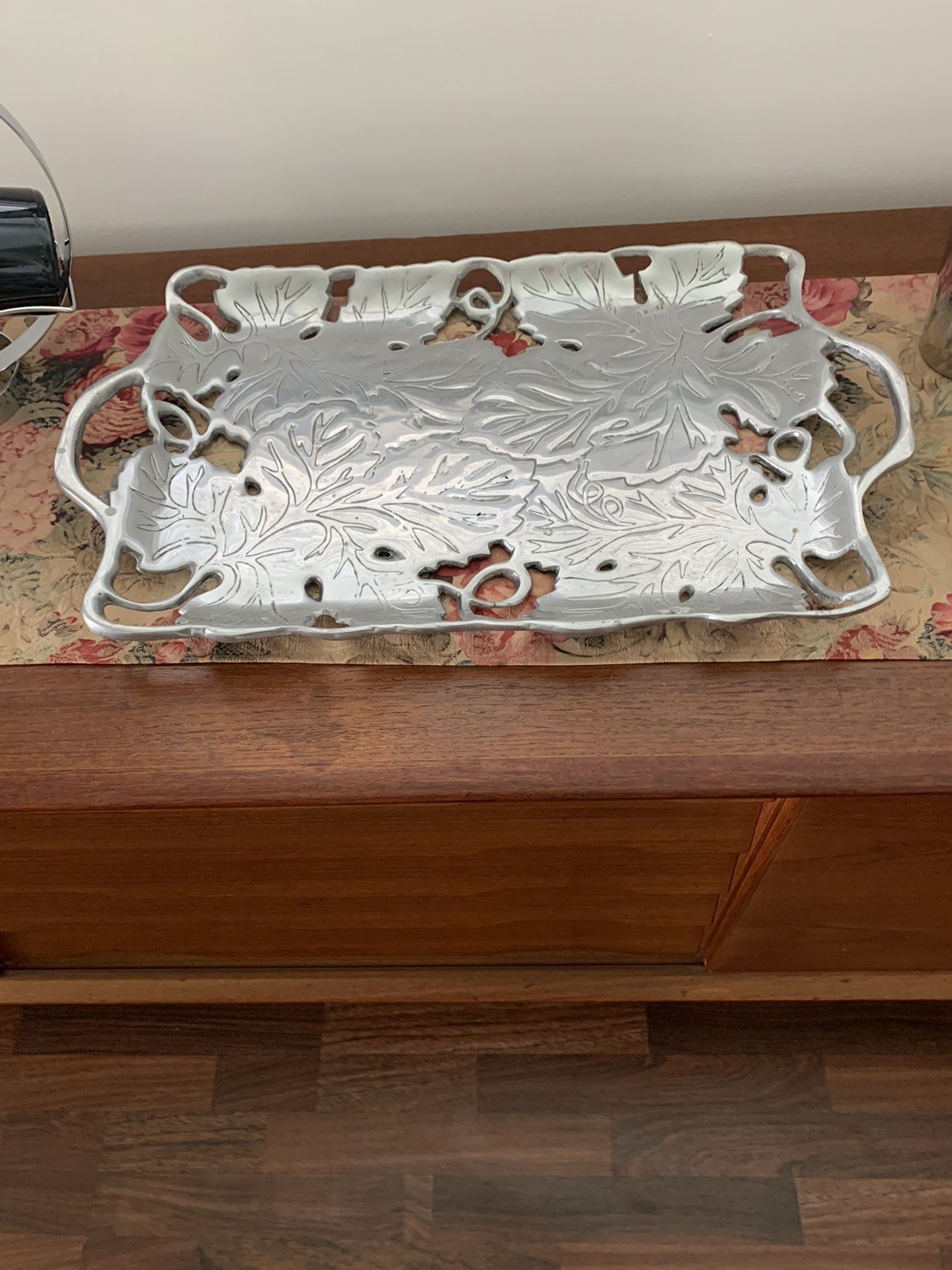 Wine Served , Vintage Tray With Porcelain Drinks Holder And Wine Cool And Cristal Drink Bottle 