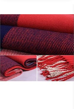 Wander Agio Women's Fashion Long Shawl Big Grid Winter Warm Lattice Large Scarf