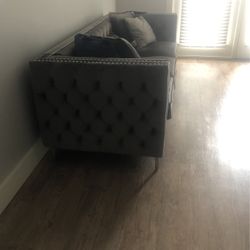 Gorgeous Grey Tufted Long Couch