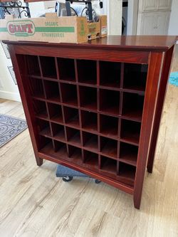 Doorless shoe or wine cabinet. Actual wood!