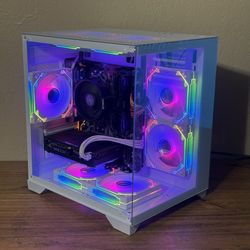 RGB Gaming pc amd Radeon and ryzen graphics card and cpu ssd 16gb ram desktop console computer