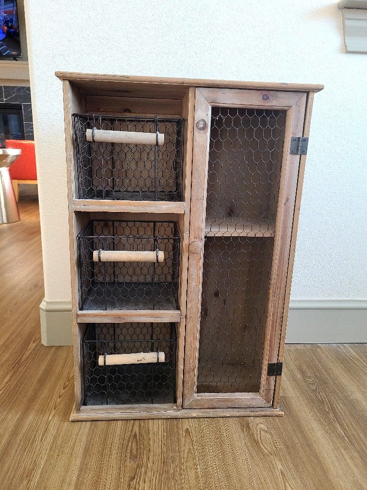 World Market Wood and Wire Cabinet 