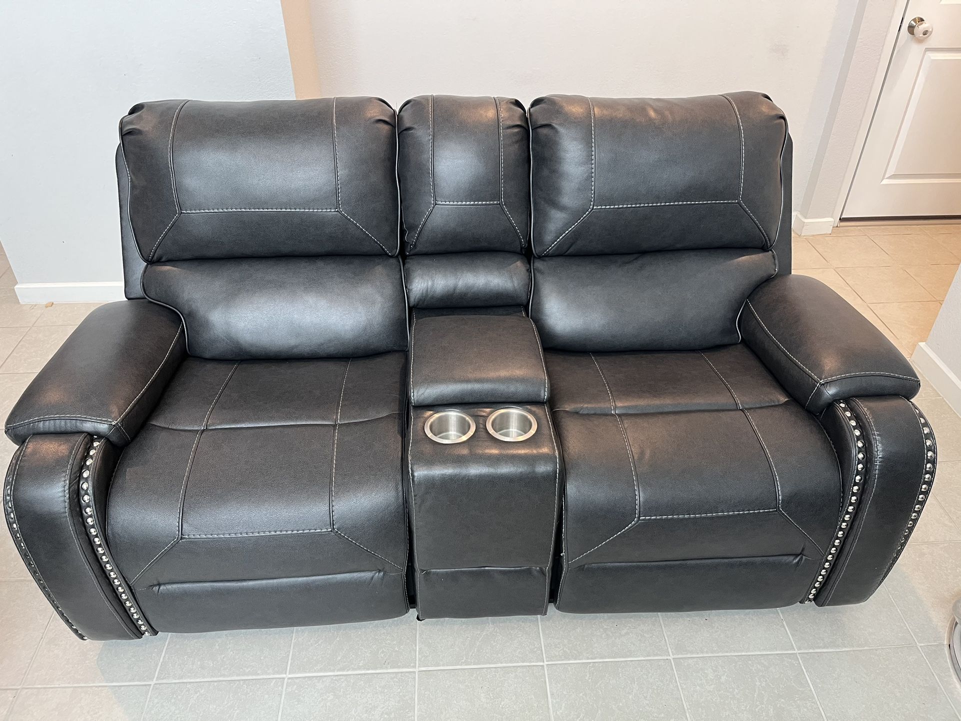 Faux-Leather Reclining Couch Set – Couch, Loveseat & Chair (Set of 4) Upgrade your living room with this stylish and super comfortable 4 Pi