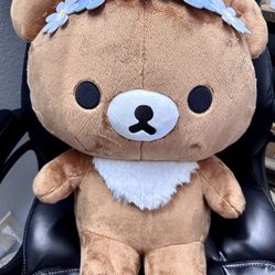 NEW Rilakkuma San-X Chairoikoguma Plush Flower Wreath 