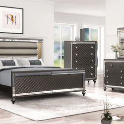 Stars Charcoal LED 5-Piece King Bedroom Set