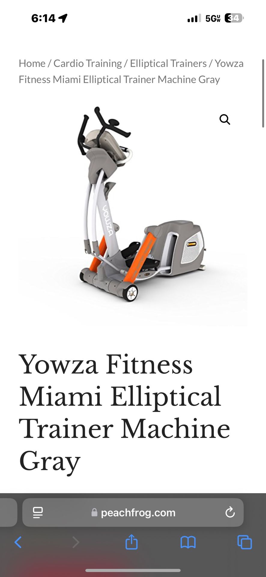 Yawza Fitness Miami Elliptical Trainer Machine