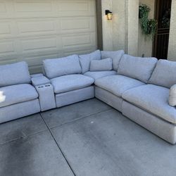 Modern Grey Cloud Reclining Sectional 