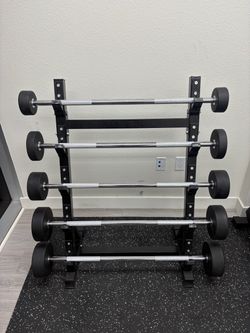 BRAND NEW 20-60 lbs Straight Bar Set with 5 Tier Rack, Fixed Weight Barbells Home Gym Equipment