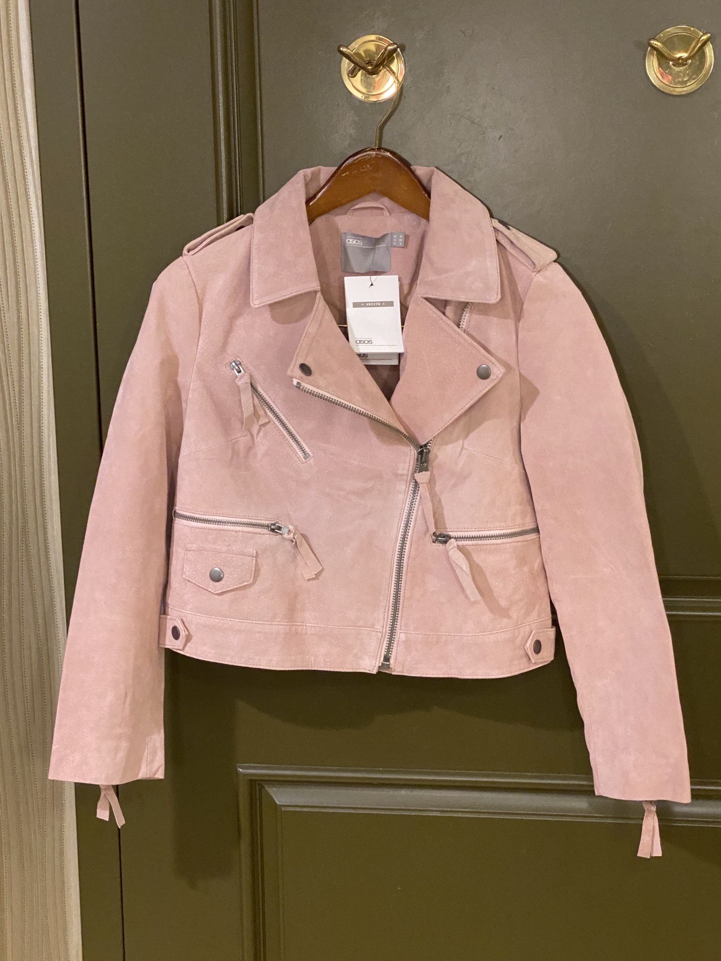 Pink Leather Jacket Petite Sized! New!