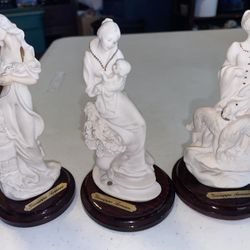 3 Mini Giuseppe Armani Florence Figurine  Porcelain ladies Doves Dogs Maternity