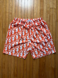 Off Brand Dior Monogram Orange & White Mesh Printed Dior Inspired Shorts Sz. M