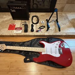 NEW Red  Fender  Stratocaster Style electric Guitar and  Amp Combo