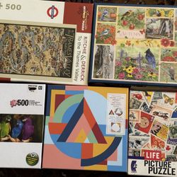 Five Puzzles, 4 are 500 pieces, 1 is 750 pieces 