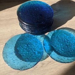 Beautiful blue glass plates (set of 12)