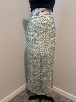 Green floral skirt