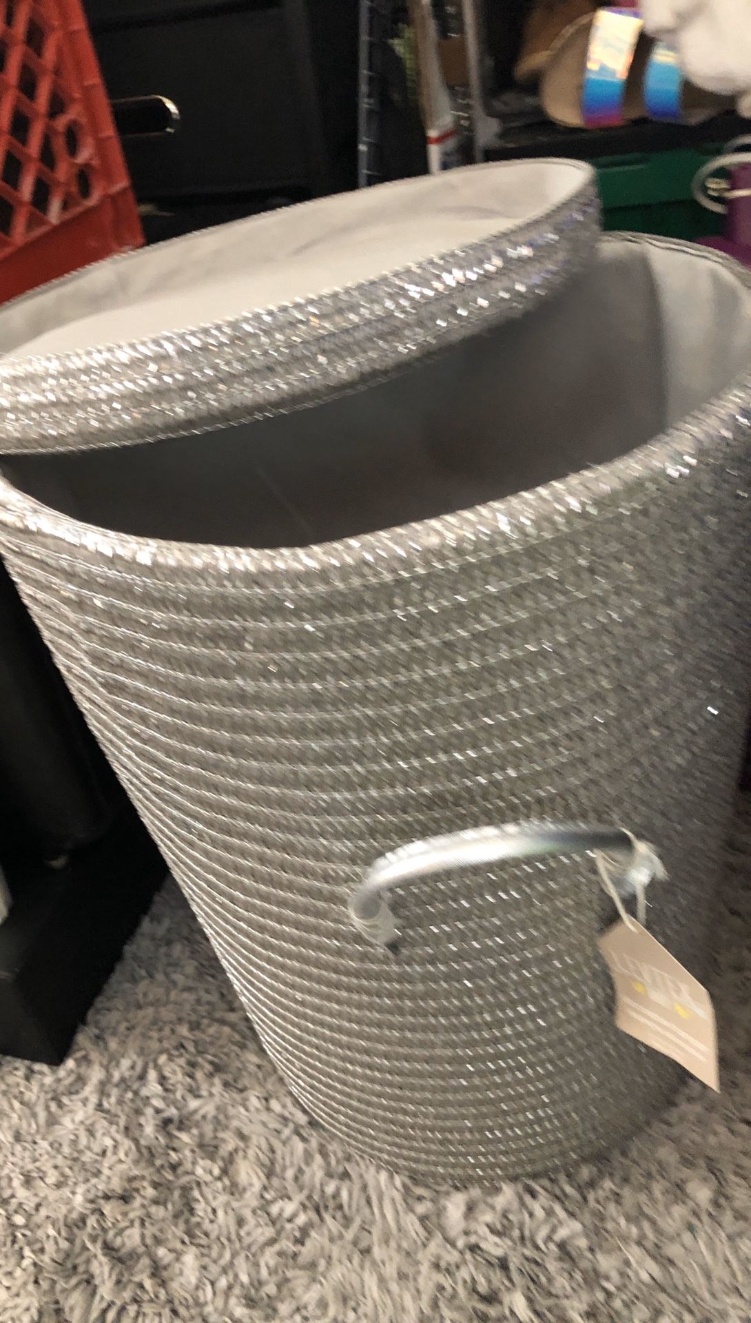 4 panel 72 inch length curtains 2 storage bins 1 laundry hamper BRAND NEW SMOKE FREE PET FREE