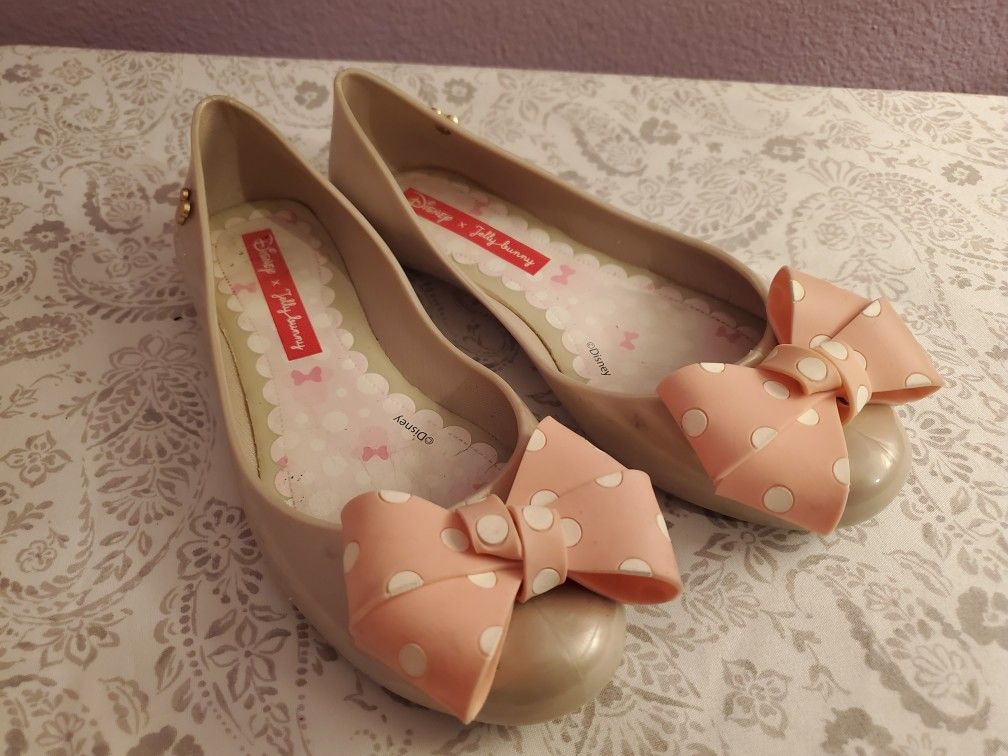Disney Pnk Jelly Flats With Bow