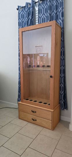 Hand-Crafted Red Oak Gun Cabinet.