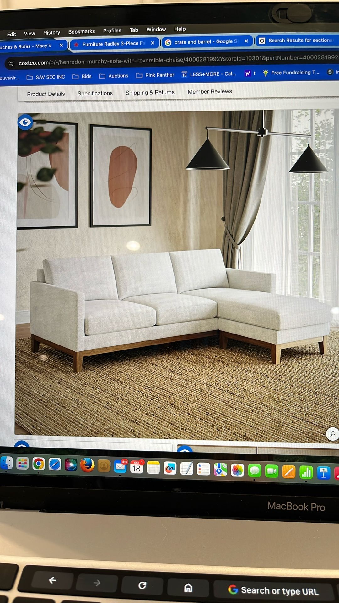 Brand New Henredon Sofa With Reversible Chaise And Matching Swivel Chair