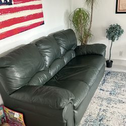 Sofá - Dark Green Leather Couch 