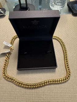 NEW Blackjack Men’s Gold Stainless Steel Cuban Chain – BJB30NG